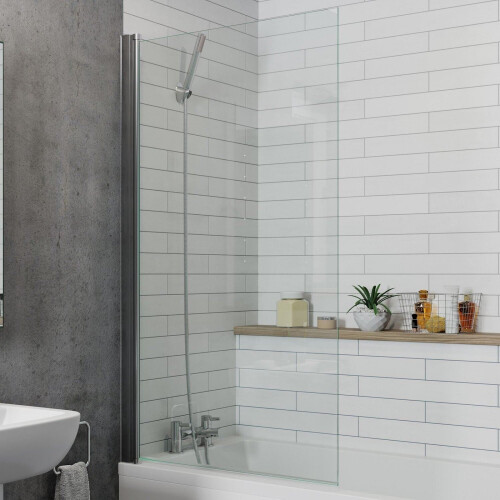 Bathroom 1600mm Single Ended Straight Bath 6mm Shower Screen Side End Panel 1