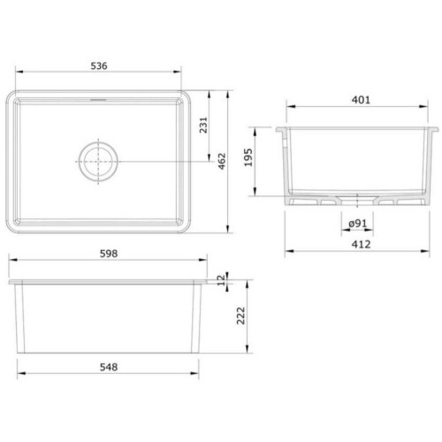 Rangemaster Rangemaster Rustique Kitchen Sink Single Bowl Rectangular Ceramic Strainer Waste 2