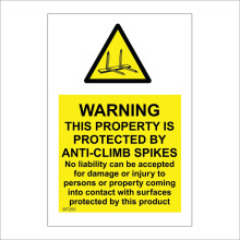 (100 x 150mm - 4 x 6, E - 3mm Standard Foamex Foamboard) WT255 Warning Anti Climb Spikes Sign Theft Burglars Vandalism Intruder Barrier 450mm x 600mm B - Magnetic - Vehicle Grade