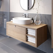 Bathroom Wall Hung Vanity Unit White Basin Cabinet Storage Drawer Shelf 1100mm