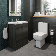 Charcoal Grey 600mm Modern Bathroom Vanity Unit Basin Soft Close Seat Toilet WC