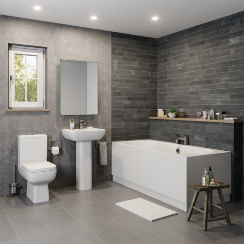 Modern Bathroom Double Ended 1800 x 800mm Curved Bath Side Panel Acrylic White 1