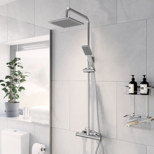 Bathroom L Shaped Shower Bath 1700mm RH Mixer Shower Screen Side Panel White 2