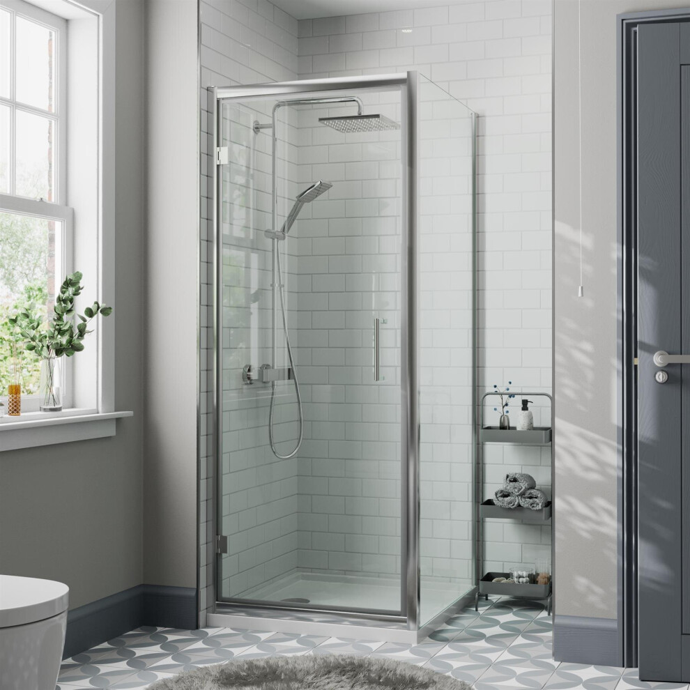 760 X 760Mm Framed Hinged Shower Enclosure Door Side Panel Walk-In 8Mm Glass 5056093627681