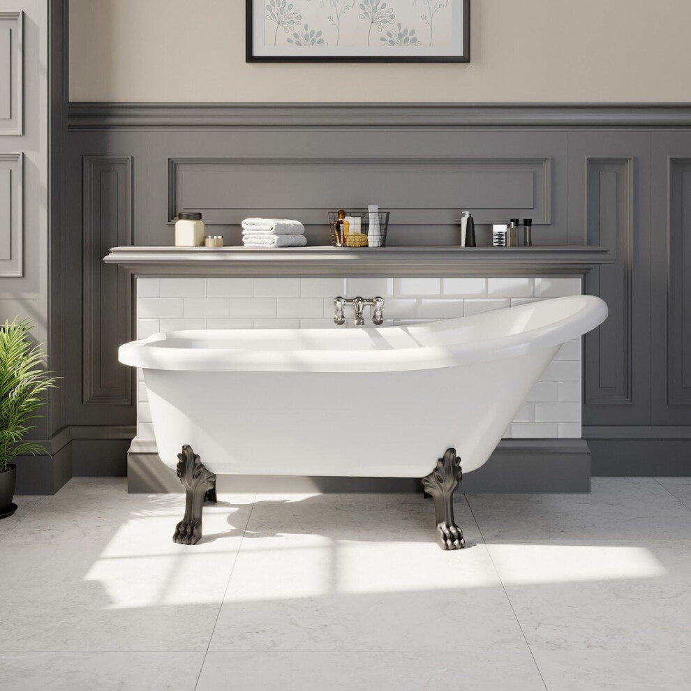 Freestanding 1550Mm Traditional Roll Top Slipper Bath Tub Bathroom Dragon Feet 5056467237058