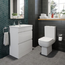 Modern 600mm Bathroom Soft Close Drawer Vanity Unit Basin Toilet WC Gloss White