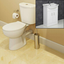 Bathroom Suite Cloakroom Vanity Unit & Close Coupled Toilet Basin White 550mm