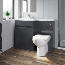 1100mm Bathroom Vanity Unit Basin Sink Toilet Combined Furniture Left Hand Grey