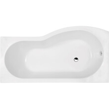 Bathroom P Shaped Left Hand Shower Bath Acrylic Gloss White Bathtub 1700 Modern