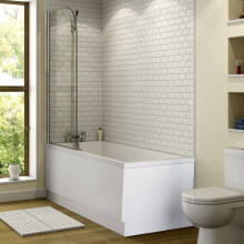 Bathroom Single Ended 1800x800 Square Bath Front End Panel Acrylic White Modern