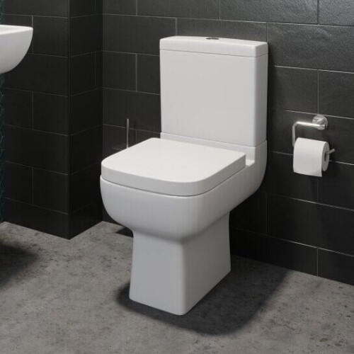 Traditional Bathroom Vanity Unit Sink Basin Close Coupled Square Toilet Grey 2