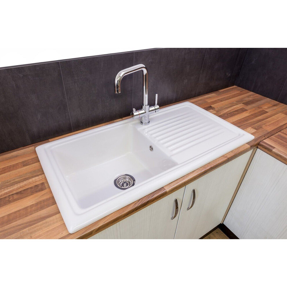 Reginox Rl304cw Traditional Kitchen Sink Single Bowl Reversible Drainer Waste 8693405495919