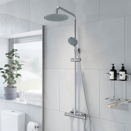 Bathroom L Shaped Shower Bath 1700mm RH Mixer Shower Screen Side Panel White 2