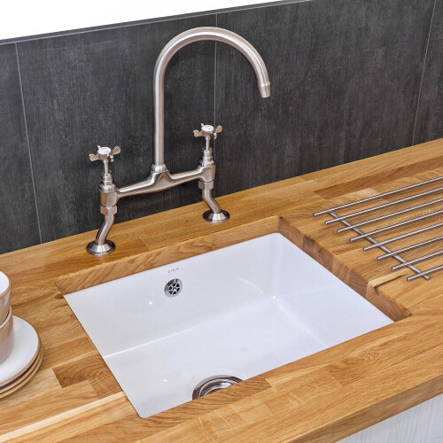Reginox Mataro Kitchen Sink Large Single 1.0 Bowl Undermount White Ceramic Waste
