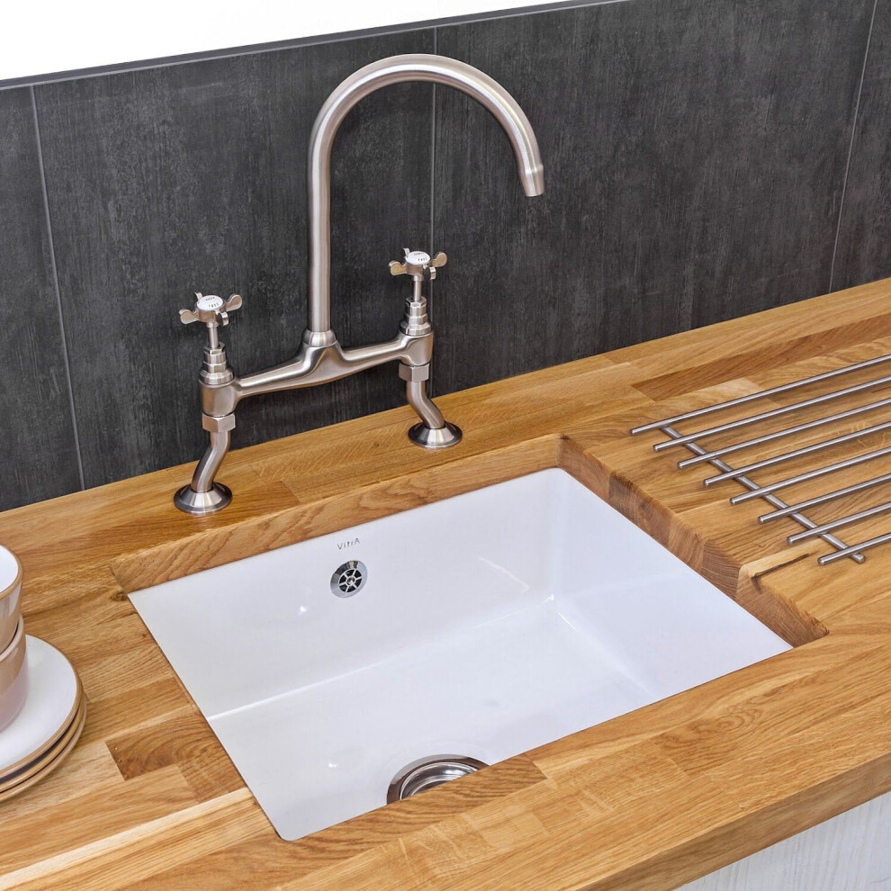Reginox Mataro Kitchen Sink Large Single 1.0 Bowl Undermount White Ceramic Waste 8693405441282