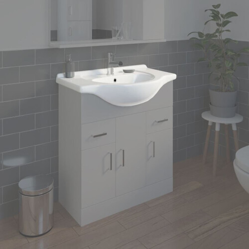 Bathroom WC Basin 750mm Compact Sink Single Tap Hole White BASIN ONLY