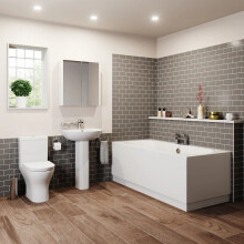 Bathroom Suite 1700 Double Ended Square Bath Close Coupled Toilet Basin Pedestal