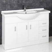 1200mm Bathroom Vanity Unit & Basin Sink Floorstanding Gloss White Tap Waste