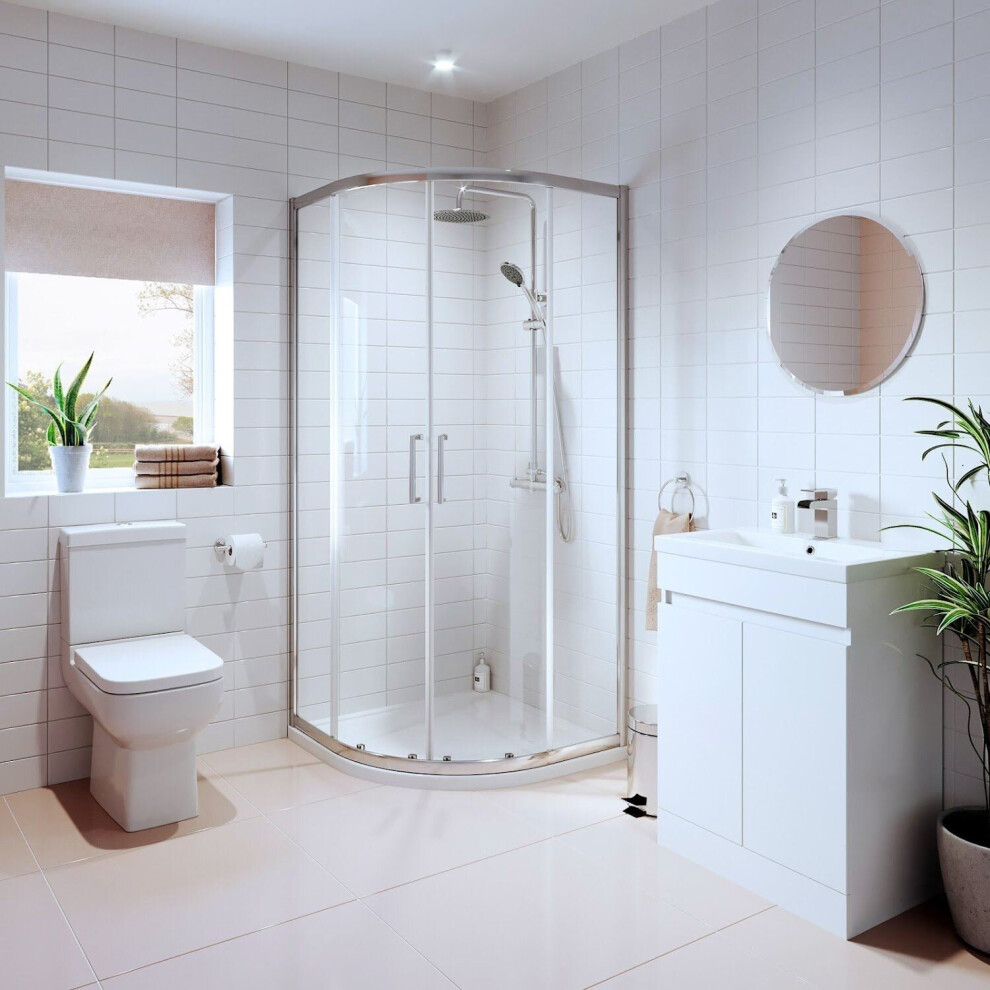 Bathroom Suite Quadrant Shower Enclosure Vanity Unit Basin Sink Toilet Wc 900Mm 5056467234873