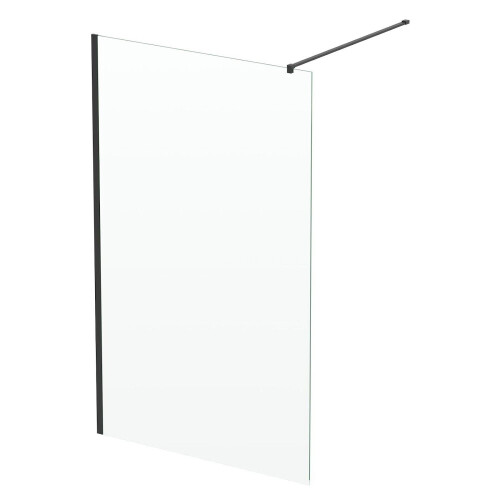 Wet Room Screen 1200mm Walk In Enclosure 8mm Glass Frameless Return Panel Black 1