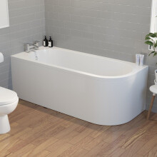 Modern Bathroom 1700mm J Shape Left Hand Bath Front Panel Corner Bathtub Acrylic