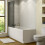 Bathroom 1700mm Single Ended Straight Bath 6mm Shower Screen Front Panel White 1