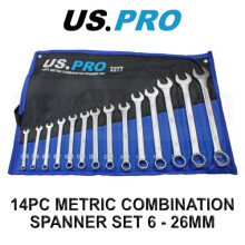 US PRO Tools 14 Piece Metric Combination Spanner Wrench Set 6 - 26MM 2277