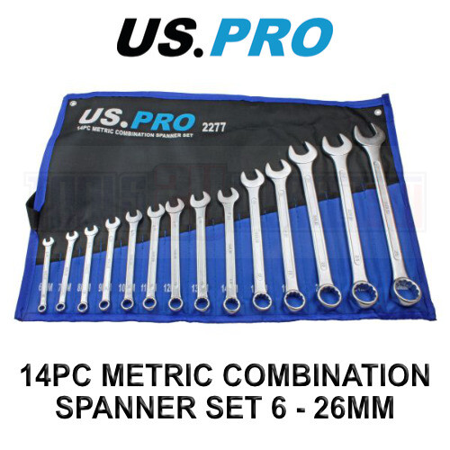 us pro US PRO Tools 14 Piece Metric Combination Spanner Wrench Set 6 - 26MM 2277