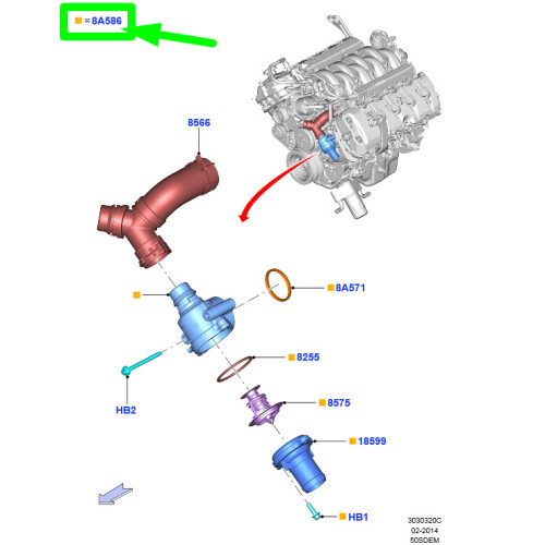 FORD MUSTANG MK6 Thermostat Housing Water Outlet Connection 5247714 NEW