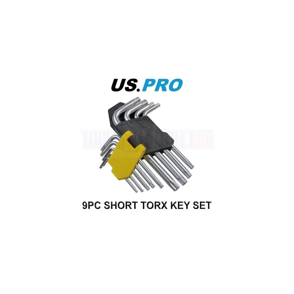 US PRO Tools 9pc Short Torx Star Key Set - Torxs Bits Keys 1615