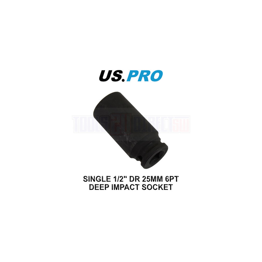 Us Pro Tools 25Mm Deep 1/2" Dr Impact Socket 6Pt 3787