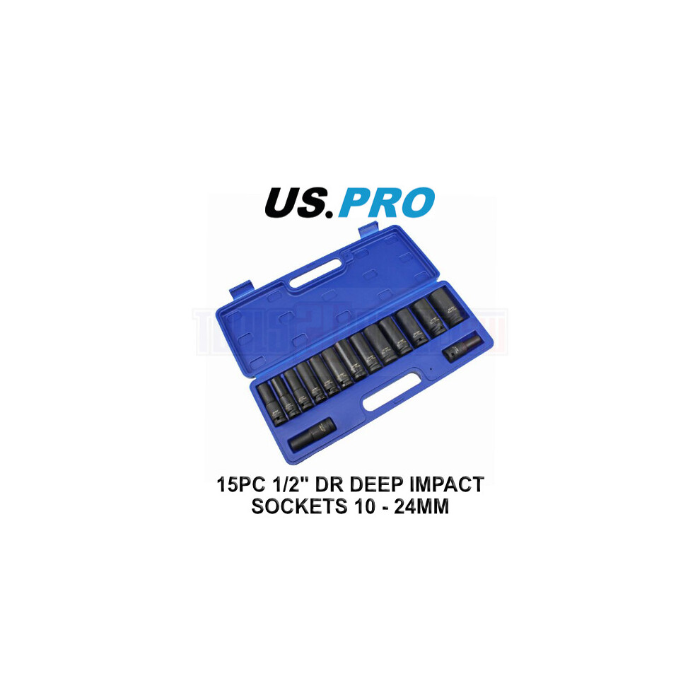 US PRO 15pc Deep Wall Impact Set 10mm - 24mm 1/2" Drive 3780 - Image 3