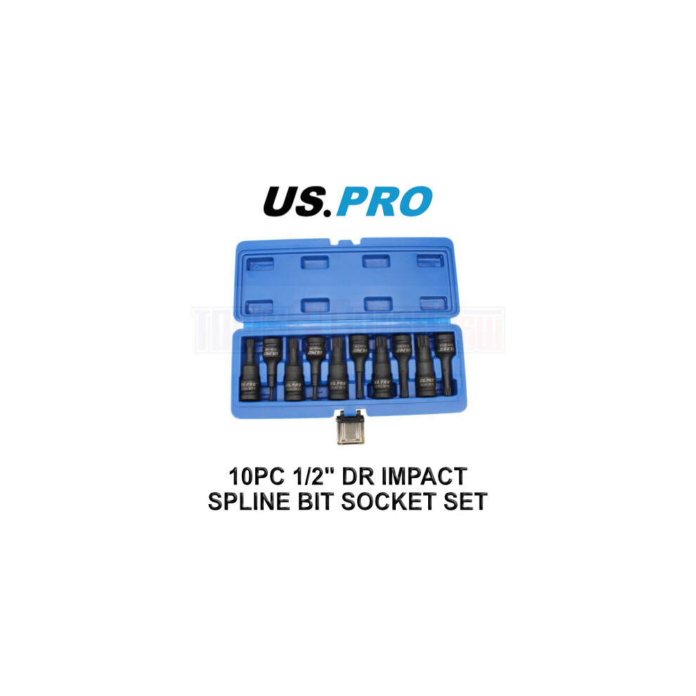 US PRO Tools 10 Piece 1/2" Dr Impact Spline Bit Socket Set M5 - M18 3639