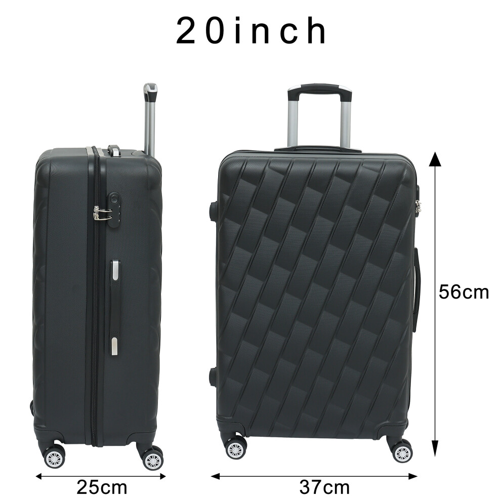 (CMY BLACK) 20'' Carry on Luggage Trolley Hand Cabin Suitcase