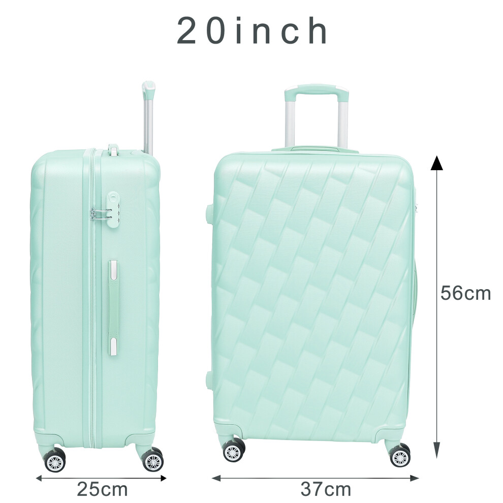 (CMY GREEN) 20'' Carry on Luggage Trolley Hand Cabin Suitcase