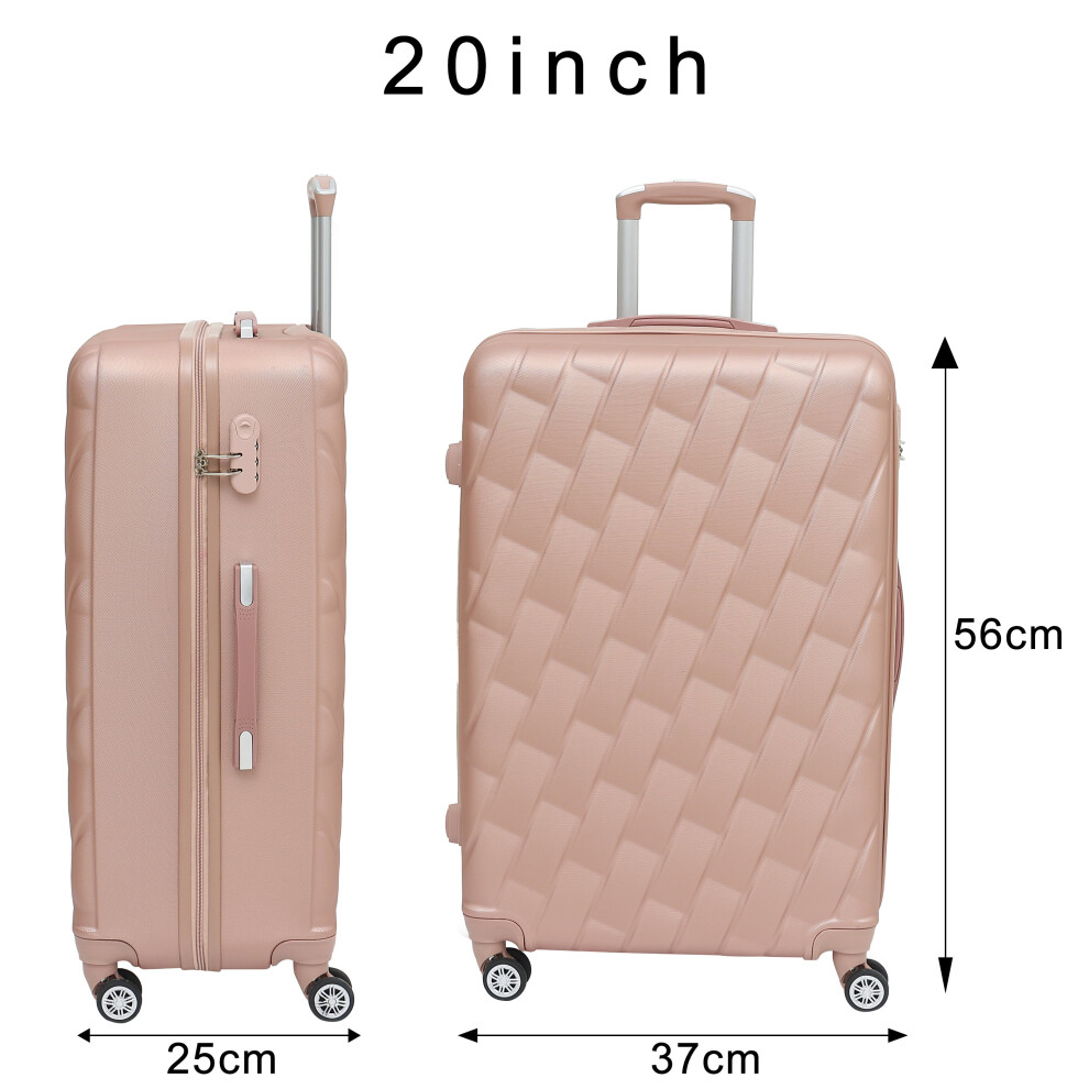 (ROSE GOLD) 20'' Carry on Luggage Trolley Hand Cabin Suitcase-image-OPC-P9T8QVM-NEW