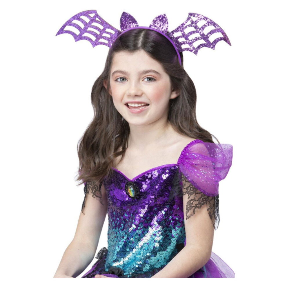 Smiffy's Kids Bat Headband Purple Glitter