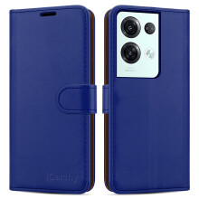 (Blue) OPPO Reno8 Pro 5G Case Leather Wallet Book Stand View Phone Cover