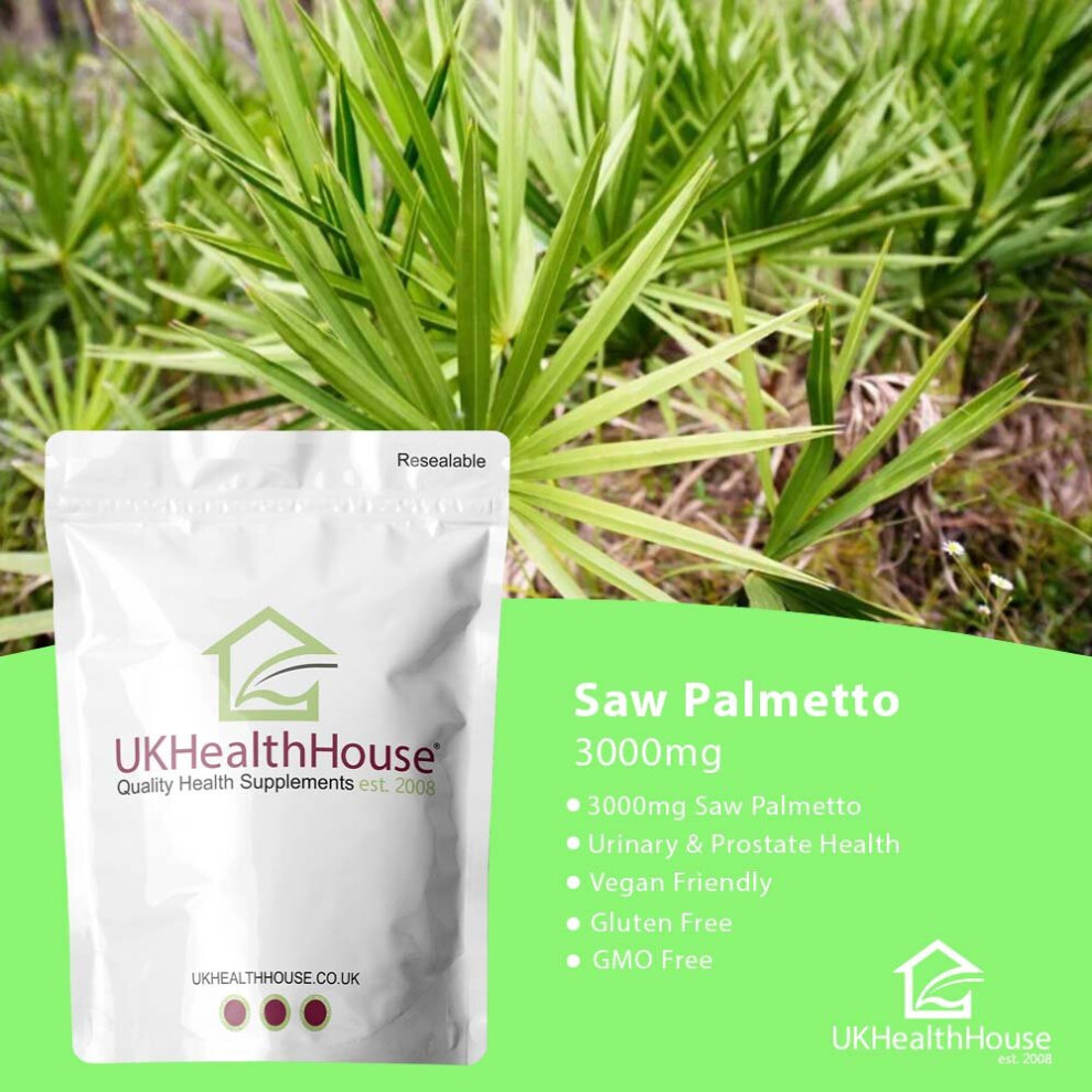 Saw Palmetto 3000mg | 60 Tablets Hair Loss UTI Urinary Tract Prostate