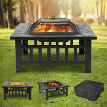 3in1 Square Fire Pit Fire Bowl BBQ Barbecue Garden Outdoor Best