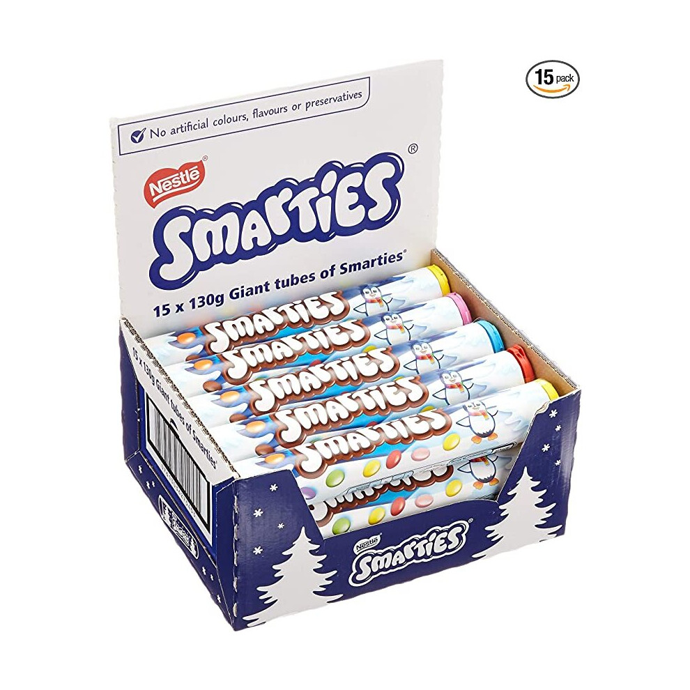 Nestle Smarties Chocolate Giant Tube, 130 g, Pack of 15