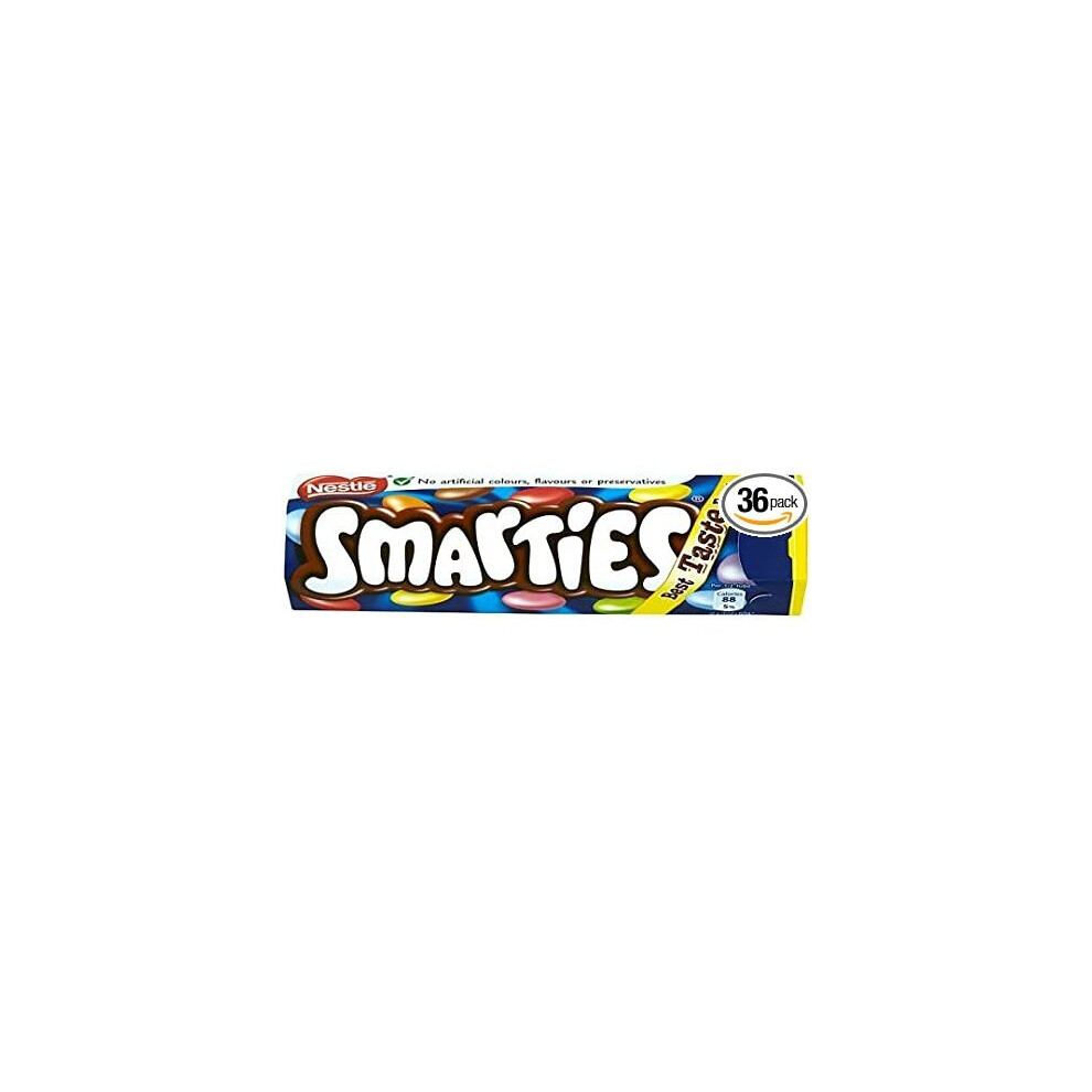 Nestle Smarties Hexatube Kids Chocolate Tube 38g - 36 Pack