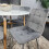 Round White Dining Table And 4 Grey Velvet Tufted Chairs Dining Set 4