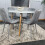 Round White Dining Table And 4 Grey Velvet Tufted Chairs Dining Set 9