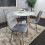 Round White Dining Table And 4 Grey Velvet Tufted Chairs Dining Set 10