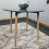 Round Grey Dining Table And 4 Black Velvet Tufted Chairs Dining Set 3