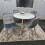 Round White Dining Table And 4 Grey Velvet Tufted Chairs Dining Set 11