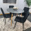 Round Grey Dining Table And 4 Black Velvet Tufted Chairs Dining Set 12