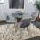 Round Grey Dining Table And 4 Grey Velvet Tufted Chairs Dining Set 1