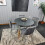 Round Grey Dining Table And 4 Grey Velvet Tufted Chairs Dining Set 11